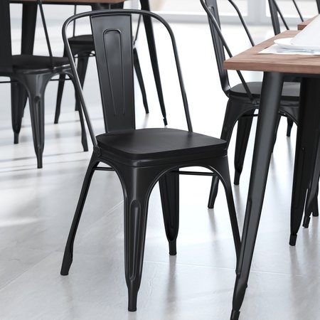 Flash Furniture 4PK Black Poly Resin Seats for Stools & Chairs, 4PK 4-JJ-SEA-PL01-BK-GG